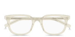 SAINT LAURENT Logo Signature Unisex Square Eyeglasses in Transparent Yellow – Product Photo 1