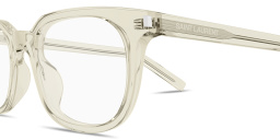 SAINT LAURENT Logo Signature Unisex Square Eyeglasses in Transparent Yellow – Product Photo 3