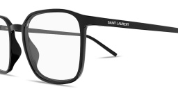 Shop SAINT LAURENT Logo Signature Square Eyeglasses in Black online.