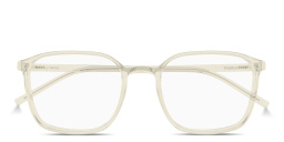 SAINT LAURENT Logo Signature Square Eyeglasses in Transparent Yellow – Product Photo 1