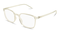 SAINT LAURENT Logo Signature Square Eyeglasses in Transparent Yellow – Product Photo 2