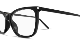 Shop SAINT LAURENT Logo Signature Cat-Eye Eyeglasses in Black online.