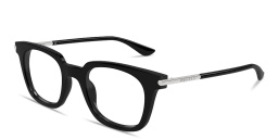 Shop Alexander McQueen T-Bar Icon Unisex Square Eyeglasses in Black online.