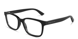 Shop Alexander McQueen Signature Rectangle Eyeglasses in Black online.