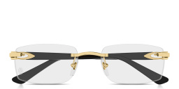 Shop Cartier Signature C de Cartier Rimless Rectangle Eyeglasses in Polished Gold online.