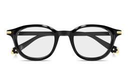 Shop Cartier Premiere de Cartier Unisex Round Eyeglasses in Black online.