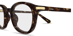 Shop Cartier Premiere de Cartier Unisex Round Eyeglasses in Havana online.