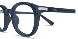 Shop Cartier Premiere de Cartier Unisex Round Eyeglasses in Blue online.
