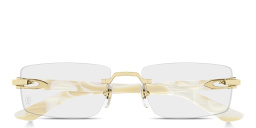 Shop Cartier Signature C de Cartier Wide Rimless Rectangle Eyeglasses in Gold online.