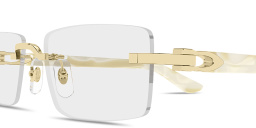 Shop Cartier Signature C de Cartier Wide Rimless Rectangle Eyeglasses in Gold online.