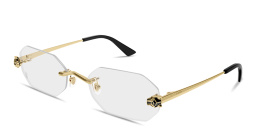 Shop Cartier Panthère de Cartier Unisex Wide Rimless Irregular Eyeglasses in Gold online.