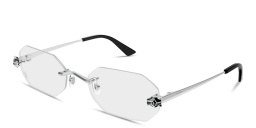 Shop Cartier Panthère de Cartier Unisex Wide Rimless Irregular Eyeglasses in Silver online.