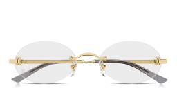 Shop Cartier Double C de Cartier Rimless Oval Eyeglasses in Gold online.