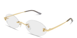 Shop Cartier Double C de Cartier Rimless Oval Eyeglasses in Gold online.