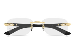 Shop Cartier Signature C de Cartier Wide Rimless Irregular Eyeglasses in Gold online.