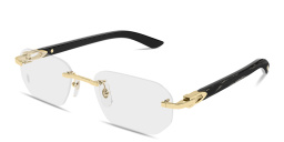 Shop Cartier Signature C de Cartier Wide Rimless Irregular Eyeglasses in Gold online.