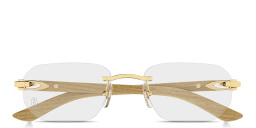 Shop Cartier Signature C de Cartier Wide Rimless Irregular Eyeglasses in Matte Gold online.