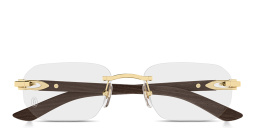 Shop Cartier Signature C de Cartier Wide Rimless Irregular Eyeglasses in Polished Gold online.