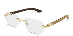 Shop Cartier Signature C de Cartier Wide Rimless Irregular Eyeglasses in Polished Gold online.