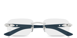 Shop Cartier Signature C de Cartier Wide Rimless Irregular Eyeglasses in Silver online.