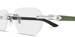 Shop Cartier Signature C de Cartier Wide Rimless Irregular Eyeglasses in Ruthenium online.
