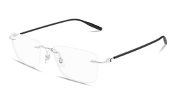 Shop MONTBLANC Snowcap Rimless Rectangle Eyeglasses in Silver online.