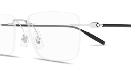 Shop MONTBLANC Snowcap Rimless Rectangle Eyeglasses in Silver online.