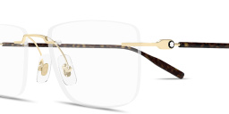 Shop MONTBLANC Snowcap Rimless Rectangle Eyeglasses in Gold online.