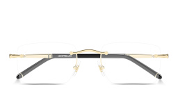Shop MONTBLANC Meisterstück Rimless Rectangle Eyeglasses in Gold online.