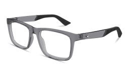 Shop MONTBLANC Snowcap Wide Rectangle Eyeglasses in Transparent Grey online.