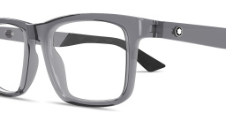 Shop MONTBLANC Snowcap Wide Rectangle Eyeglasses in Transparent Grey online.