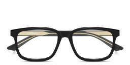 Shop MONTBLANC Snowcap Wide Rectangle Eyeglasses in Black online.