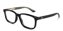 Shop MONTBLANC Snowcap Wide Rectangle Eyeglasses in Black online.