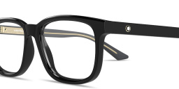 Shop MONTBLANC Snowcap Wide Rectangle Eyeglasses in Black online.