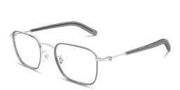 Shop MONTBLANC Snowcap Square Eyeglasses in Silver online.