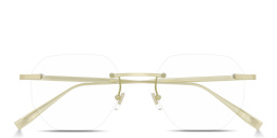 Shop Dunhill Engraved Logo Rimless Irregular Eyeglasses in Gold online.