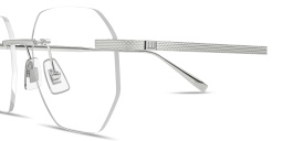 Shop Dunhill Engraved Logo Rimless Irregular Eyeglasses in Silver online.