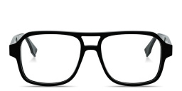 Shop FENDI FF Squared Square Eyeglasses in Black online.