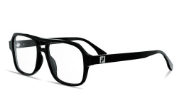 Shop FENDI FF Squared Square Eyeglasses in Black online.