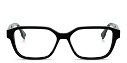 Shop FENDI FF Squared Wide Rectangle Eyeglasses in Black online.