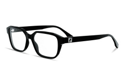 Shop FENDI FF Squared Wide Rectangle Eyeglasses in Black online.
