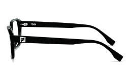 Shop FENDI FF Squared Wide Rectangle Eyeglasses in Black online.