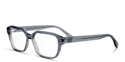 Shop FENDI FF Squared Wide Rectangle Eyeglasses in Transparent Grey online.