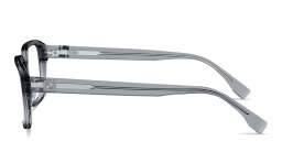 Shop FENDI FF Squared Wide Rectangle Eyeglasses in Transparent Grey online.