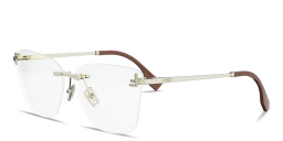 Shop FENDI First Crystal Wide Rimless Square Eyeglasses in Light Gold online.