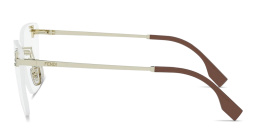 Shop FENDI First Crystal Wide Rimless Square Eyeglasses in Light Gold online.