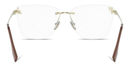 Shop FENDI First Crystal Wide Rimless Square Eyeglasses in Light Gold online.
