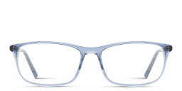 Shop EYE'M Logo Signature Wide Rectangle Eyeglasses in Transparent Blue online.