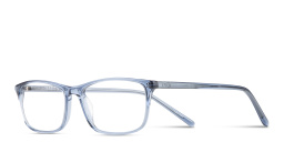 Shop EYE'M Logo Signature Wide Rectangle Eyeglasses in Transparent Blue online.