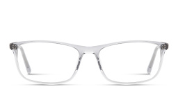 Shop EYE'M Logo Signature Wide Rectangle Eyeglasses in Transparent Grey online.